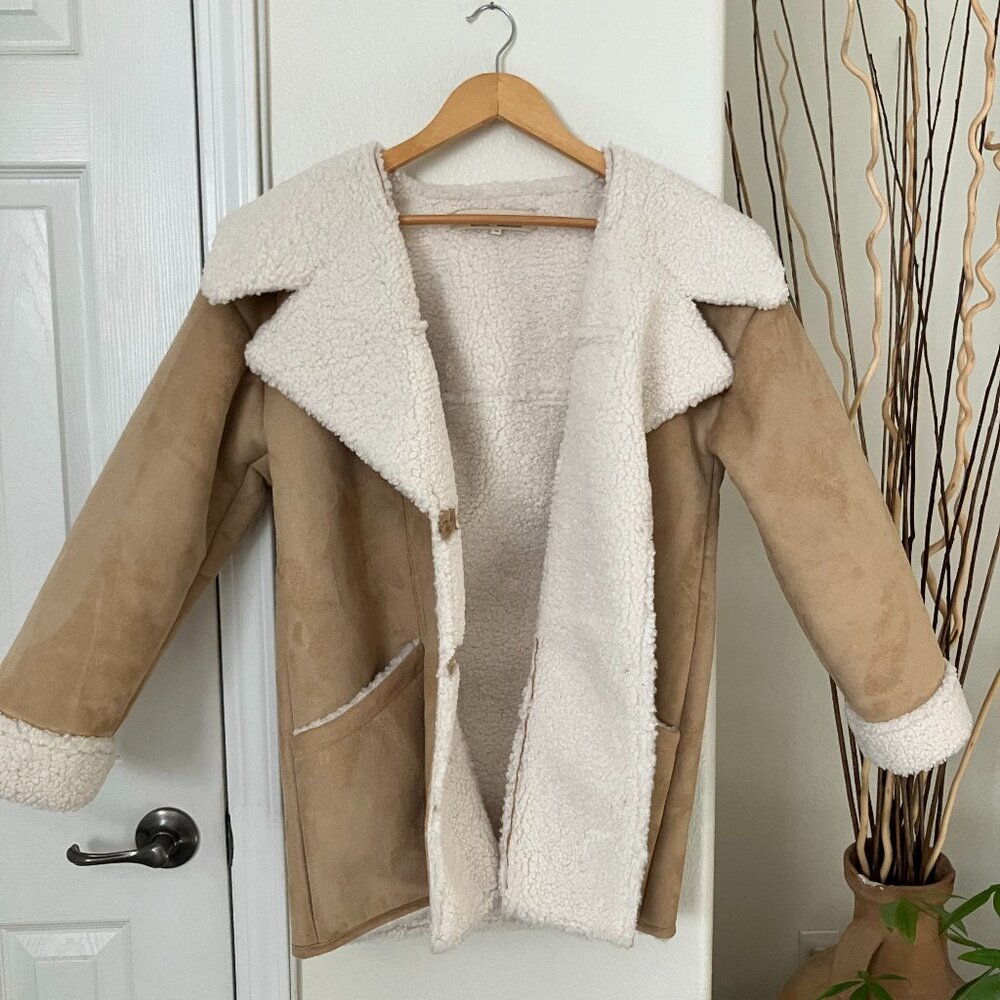XS Tan Faux Sherpa Lined Jacket ~ Free People